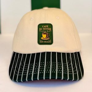 Cafe du Monde Cap with Rubber Patch in Beige and Green colors